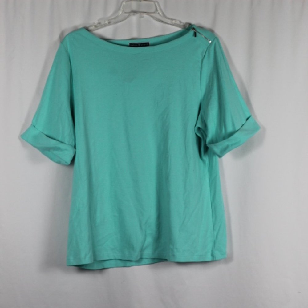 Karen Scott Teal Women's Elbow Length Tunic Shirt Pullover 2X 003